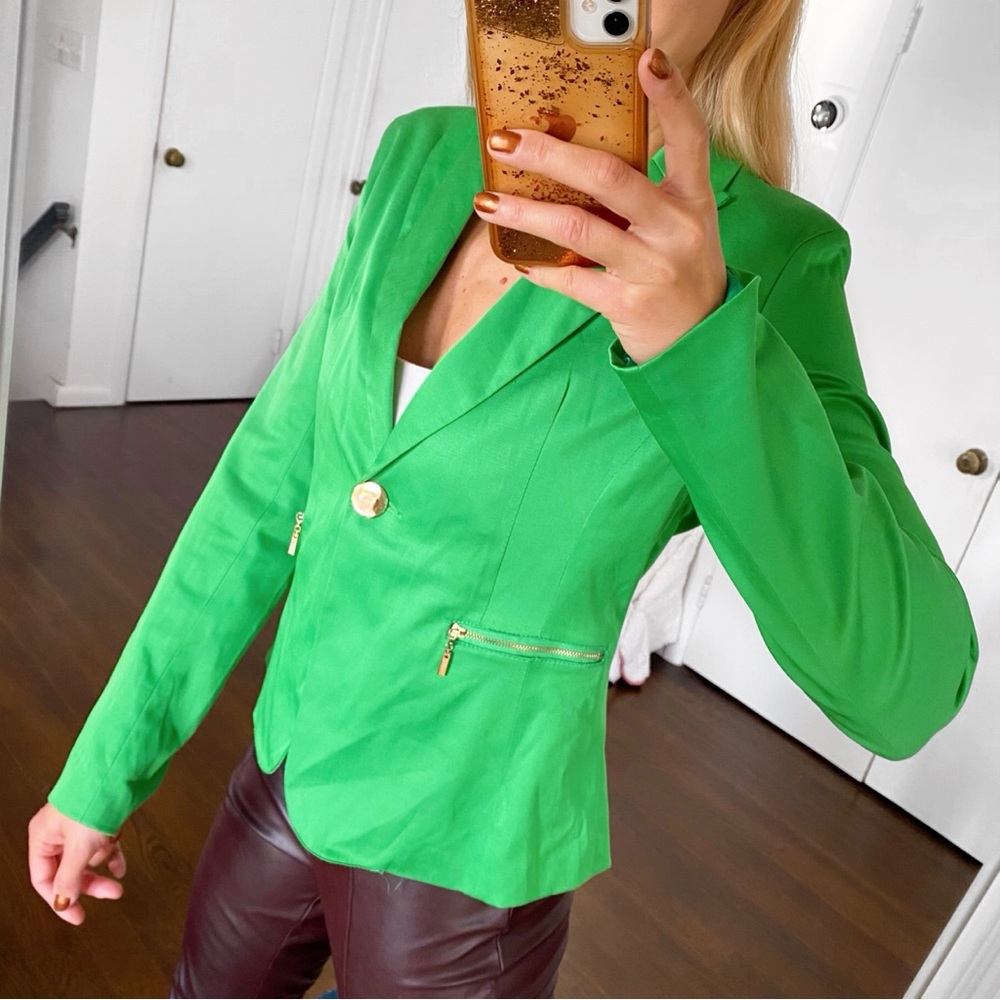💚 L’OLIVE VERTE GREEN BLAZER JACKET! - Picture 2 of 14